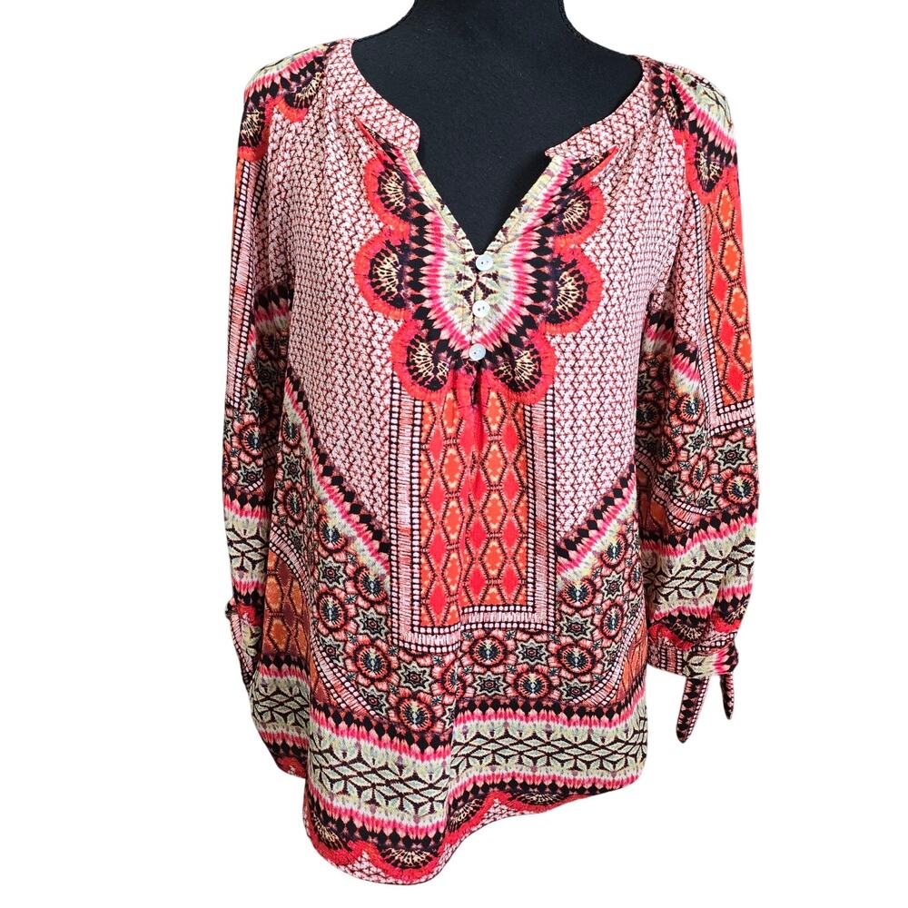 Fig & Flower Anthropologie Geometric Bohemian Tribal Blouse Sz Pl